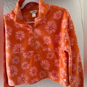 Billabong Ladies Orange/Pink Zip Front Fleece Pullover SZ S